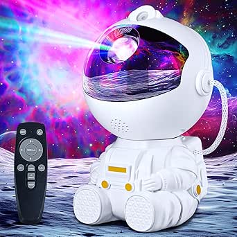 Kompakt sittande astronaut lampa, stabil mini-stjärnprojektor och budgetval 2026. Prisvärd galaxlampa som passar perfekt på smala hyllor och fönsterbrädor